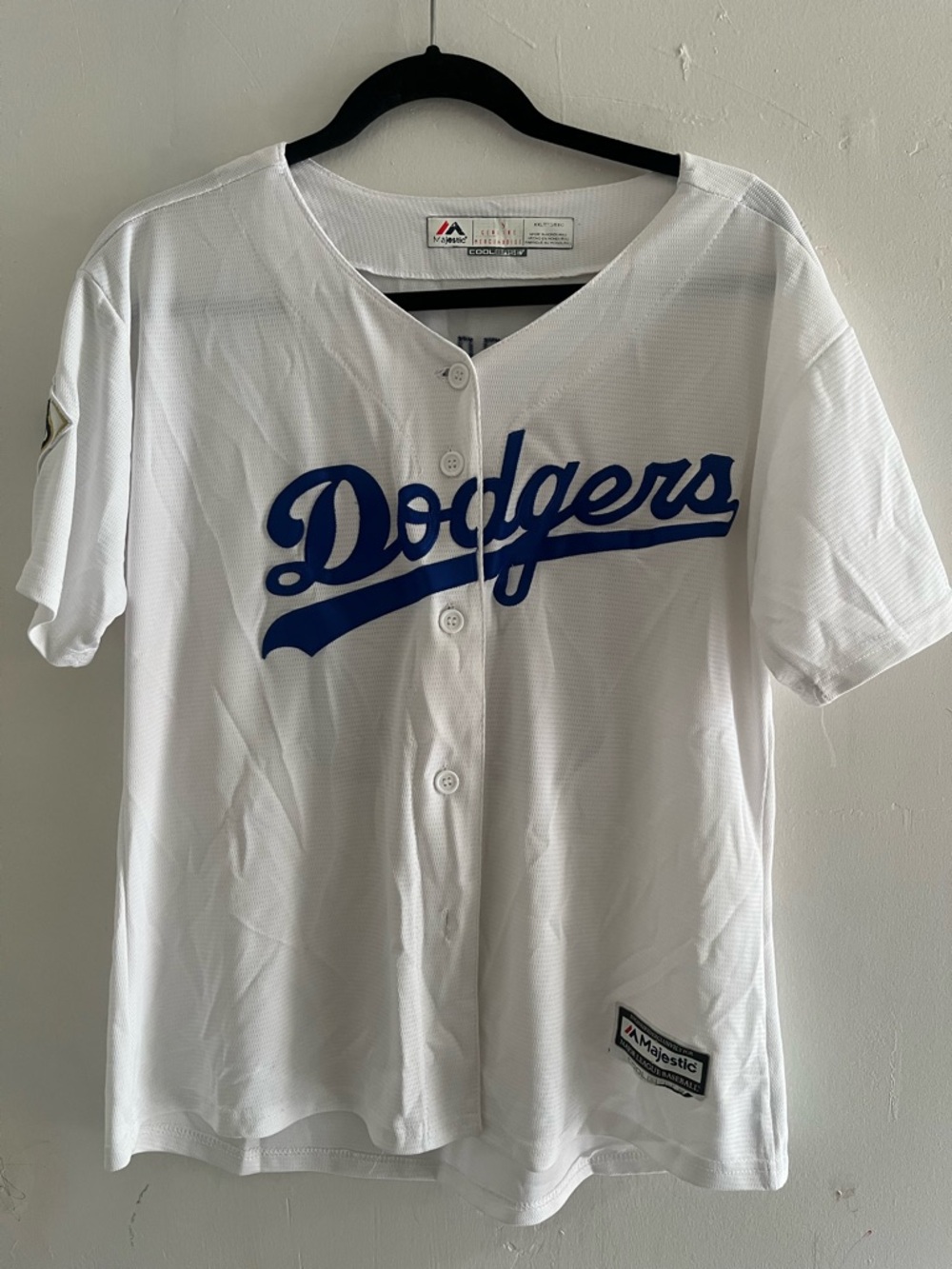 Dodgers Majestic White Dodgers Button-Front Jersey - Picture 2 of 5